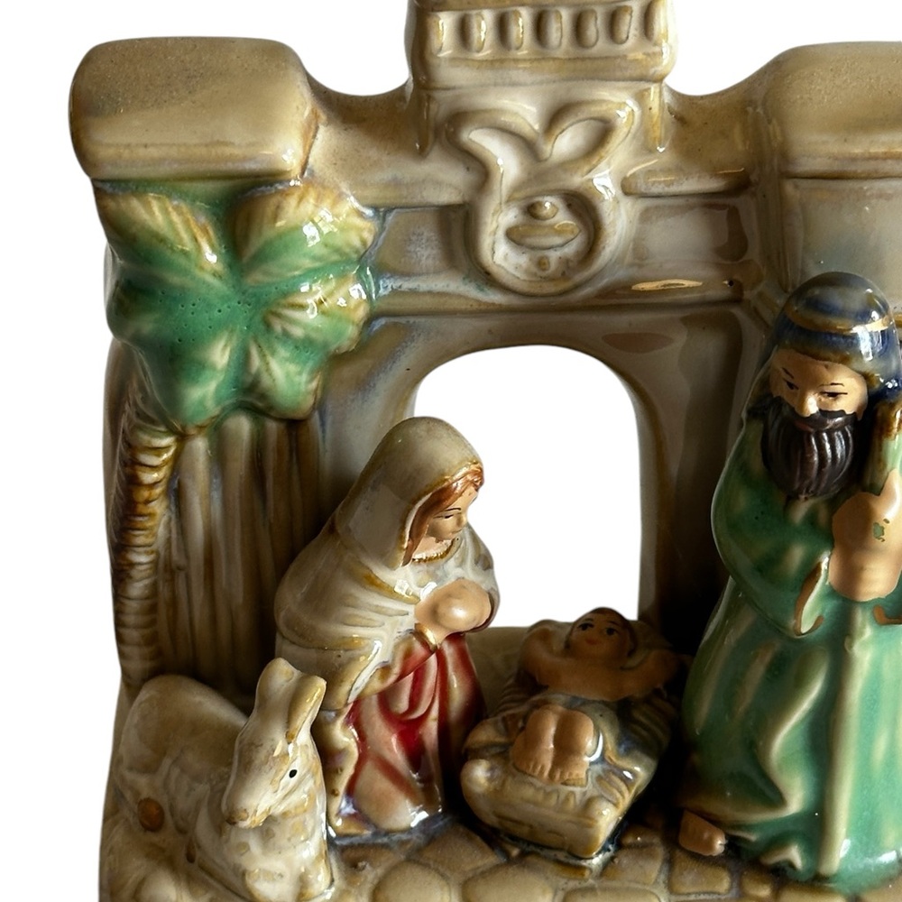 NATIVITY SCENE HOLY FAMILY CERAMIC HIGH GLOSS CHRISTMAS DECOR - Picture 3 of 10